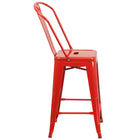 Flash Furniture Commercial Grade 24" High Red Metal Indoor-Outdoor Counter Height Stool with Back-Seat Drain Hole assists in drying