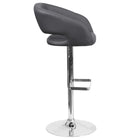 Flash Furniture Contemporary Grey Vinyl Adjustable Height Barstool with Rounded Mid-Back & Chrome Base-Grey Vinyl Upholstery