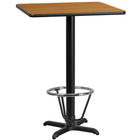Flash Furniture Laminate 24" Square X-Base Table, Natural (XUNT2424T22B3F)-Bar Height Hospitality Table