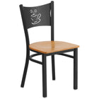 Flash Furniture HERCULES Series Black Coffee Back Metal Restaurant Chair - Natural Wood Seat-500 lb. Weight Capacity
