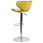 Flash Furniture Contemporary Cozy Mid-Back Yellow Vinyl Adjustable Height Barstool with Chrome Base-Deep Curved Seat and Back