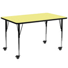 Flash Furniture Mobile 30"W x 72"L Rectangular Thermal Laminate Activity Table - Yellow-Popular Rectangular Activity Table