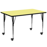 Flash Furniture Mobile 30"W x 72"L Rectangular Thermal Laminate Activity Table - Yellow-Popular Rectangular Activity Table