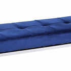 Plata Decor Cisne Chrome Bench with Velvet Top - Blue-Weight Capacity: 250 lbs