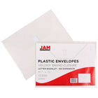 JAM Paper Plastic Envelopes with VELCRO Brand Closure, Letter Booklet, 9.75 x 13, Clear Poly, 12 Pack (218V0CL)-Opening: booklet