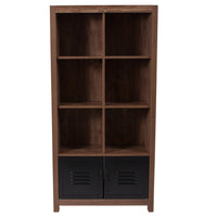 Flash Furniture New Lancaster Collection 59.5"H 6 Cube Storage Organizer Bookcase - Crosscut Oak Wood Grain Finish-Contemporary Style