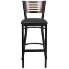 Flash Furniture HERCULES Series Black Slat Back Metal Restaurant Barstool - Walnut Wood Back, Black Vinyl Seat-Metal Barstool