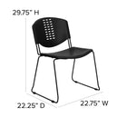 Flash Furniture HERCULES Series Plastic Stack Chair with Black Frame - Black-Limited Lifetime Warranty on Frame