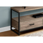 Monarch Specialties 2872 Tv Stand - 48"L/Dark Taupe/Black Metal-Compact design and modern style are great for a living room or bedroom in need of a space-saving media console
