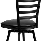Flash Furniture HERCULES Series Black Ladder Back Swivel Metal Barstool - Black-2.5'' Thick Foam Padded Seat
