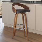 Armen Living Sonia 30" Bar-Height Bar Stool - Brown-Sturdy walnut wood construction is brilliantly accented by sleek faux leather upholstery