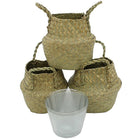 Cathay Importers Seagrass Basket with PVC Hard Liner, Natural, 3 Pack (EC-08-1942)-6.5"H x 6.5"Dia; Total Height 8"
