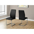 Monarch Specialties 1076 Dining Chair - Black Leather-Look/Chrome - 2 Pack-Black Leather-look, Chrome