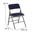 Flash Furniture HERCULES Series Curved Triple Braced & Double-Hinged Navy Fabric Metal Folding Chair-22mm x 1.2mm Round Steel Pipe Frame