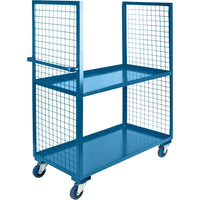 Kleton Wire Mesh Stock Truck, 2-Shelf, Steel, 24" x 63" x 51", Two-Sided (ML169)-No. of Shelves: 2
