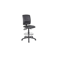 Nicer Furniture Multi-Function PU Drafting Chair - Armless-Upholstered In Black Leather plus adjustable arms and a 20-Inch Diameter Chrome Foot ring