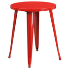 Flash Furniture 24" Round Red Metal Indoor-Outdoor Table-Metal Cafe Table