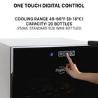 Koolatron 20 Bottle Wine Cooler, 1.7 cu. ft. (48L) Freestanding Thermoelectric Wine Fridge - Black-External touchscreen controls let you adjust the temperature or turn on the light without opening the door