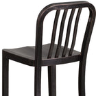 Flash Furniture Commercial Grade 30" High Black-Antique Gold Metal Indoor-Outdoor Barstool with Vertical Slat Back - 2 Pack-Black-Antique Gold Powder Coated Frame Finish