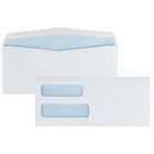Quality Park #10 Gummed White Double Window Security Envelopes - 4-1/8" x 9-1/2" - 500 Pack-Manufactured from premium 24 lb. stock, white wove paper is ideal for everyday business use. Quality Park's 24 lb. White Wove stock creates a professional touch to your personal and business mailing
