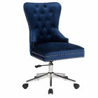 Plata Import Boyel Upholstered Velvet Office Chair - Blue-Blue velvet