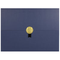 St. James Document/Certificate Holders - Gold Award Seal with Single Black Ribbon - Navy Blue - 5 Pack-Add ceremony, elegance and sincerity to the act of giving recognition