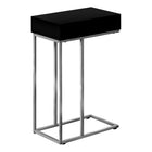 Monarch Specialties 3773 Accent Table - 25"H/Black/Silver Metal-C-shaped accent table with a base that can slide under most sofas and chairs to keep items close by when you are seated