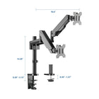 Uplite Dual Monitor Mount Arm Pole Height Adjustable Stand for Two Screens 17" - 32"-Full Articulation - Adjustable arm offers 70 degree tilt, 180 degree swivel, 360 degree rotation