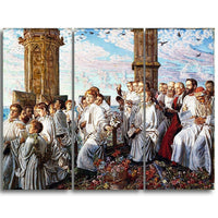 Designart William Holman, May Morning on Magdalen College Religious Canvas Art Prints, (PT5012-3P)-Print