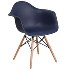 Flash Furniture Alonza Series Navy Plastic Chair with Wooden Legs-Navy Plastic Finish