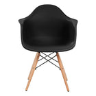 Nicer Furniture Eiffel Style Armchair with Natural Wood Legs - Black - 4 Pack-High quality heavy-duty plastic molded seat with a matte finish