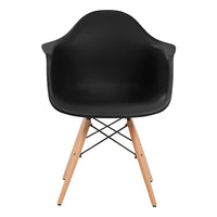 Nicer Furniture Eiffel Style Armchair with Natural Wood Legs - Black - 4 Pack-High quality heavy-duty plastic molded seat with a matte finish