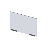 Mark Maker Modular Sneeze Guard Front - 35.5" W x 23.5" H panel 1/4" Clear Acrylic -2 8" aluminum bottom rails - no pass through-Attach modular panel sides to extend the length of your divider using Plastic Living Hinges (Flex Hinges).