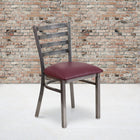 Flash Furniture HERCULES Series Clear Coated Ladder Back Metal Restaurant Chair - Burgundy Vinyl Seat - 2 Pack-Welded Joint Assembly