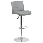 Flash Furniture Contemporary Grey Vinyl Adjustable Height Barstool with Rolled Seat & Chrome Base-Mid-Back Design