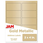 JAM Paper Mailing Address Labels - 2" x 4" - Matte Gold Foil - 120 Pack-English only packaging