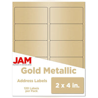 JAM Paper Mailing Address Labels - 2" x 4" - Matte Gold Foil - 120 Pack-English only packaging