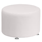 Flash Furniture HERCULES Alon Series Melrose Leather 24" Round Ottoman - White-Round Ottoman