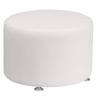 Flash Furniture HERCULES Alon Series Melrose Leather 24" Round Ottoman - White-Round Ottoman
