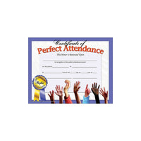 Hayes Purple Border Certificate of Perfect Attendance, 8 1/2" x 11", 90 Pack-Size: 8 1/2"(L) x 11"(W)