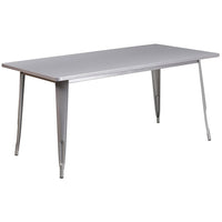 Flash Furniture 31.5" x 63" Rectangular Silver Metal Indoor-Outdoor Table-Metal Cafe Table