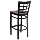 Flash Furniture HERCULES Series Black Window Back Metal Restaurant Barstool - Mahogany Wood Seat-Mahogany Finished Wood Seat