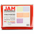 JAM Paper Plastic 3 Hole Punch Binder Envelopes with Zip Closure Letter Booklet - 9.75" x 13" - Assorted - 6 Pack -Quantity: 6 per pack , Zip closure opens and closes quickly and reliably