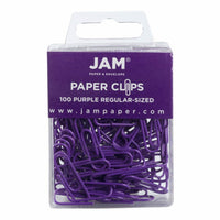 JAM Paper Colored Standard 1" Paper Clips - Purple - 2 Packs of 100-Color: Purple
