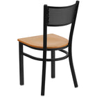 Flash Furniture HERCULES Series Black Grid Back Metal Restaurant Chair - Natural Wood Seat-Natural Finished Wood Seat