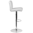 Flash Furniture Contemporary White Vinyl Adjustable Height Barstool with Rolled Seat & Chrome Base-White Vinyl Upholstery
