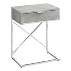 Monarch Specialties 3471 Accent Table - 24"H/Grey Cement/Chrome Metal-Spacious rectangular table top in a modern grey cement-look finish