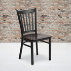 Flash Furniture HERCULES Series Black Vertical Back Metal Restaurant Chair - Walnut Wood Seat - 2 Pack-Welded Joint Assembly