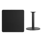 Flash Furniture 36'' Square Laminate Table Top, Black with 24'' Round Table-Height Base (XUBK3636TR24)-Black Laminate Top