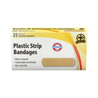Wasip Plastic Strip Bandage - 25 Pack-These water resistant bandages, made with a perforated stretch vinyl material, have an absorbent non-adherent centre pad that will not stick to the wound